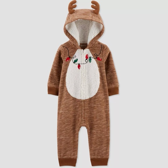 Carter’s Just One You Reindeer Hooded Jumpsuit - Picture 1 of 7